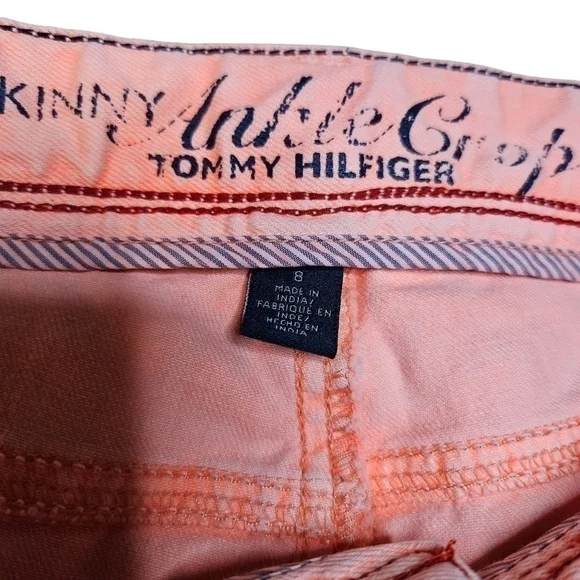 Tommy Hilfiger 8 Pink Skinny Ankle Crop Bottom Zip Jeans - Picture 3 of 8